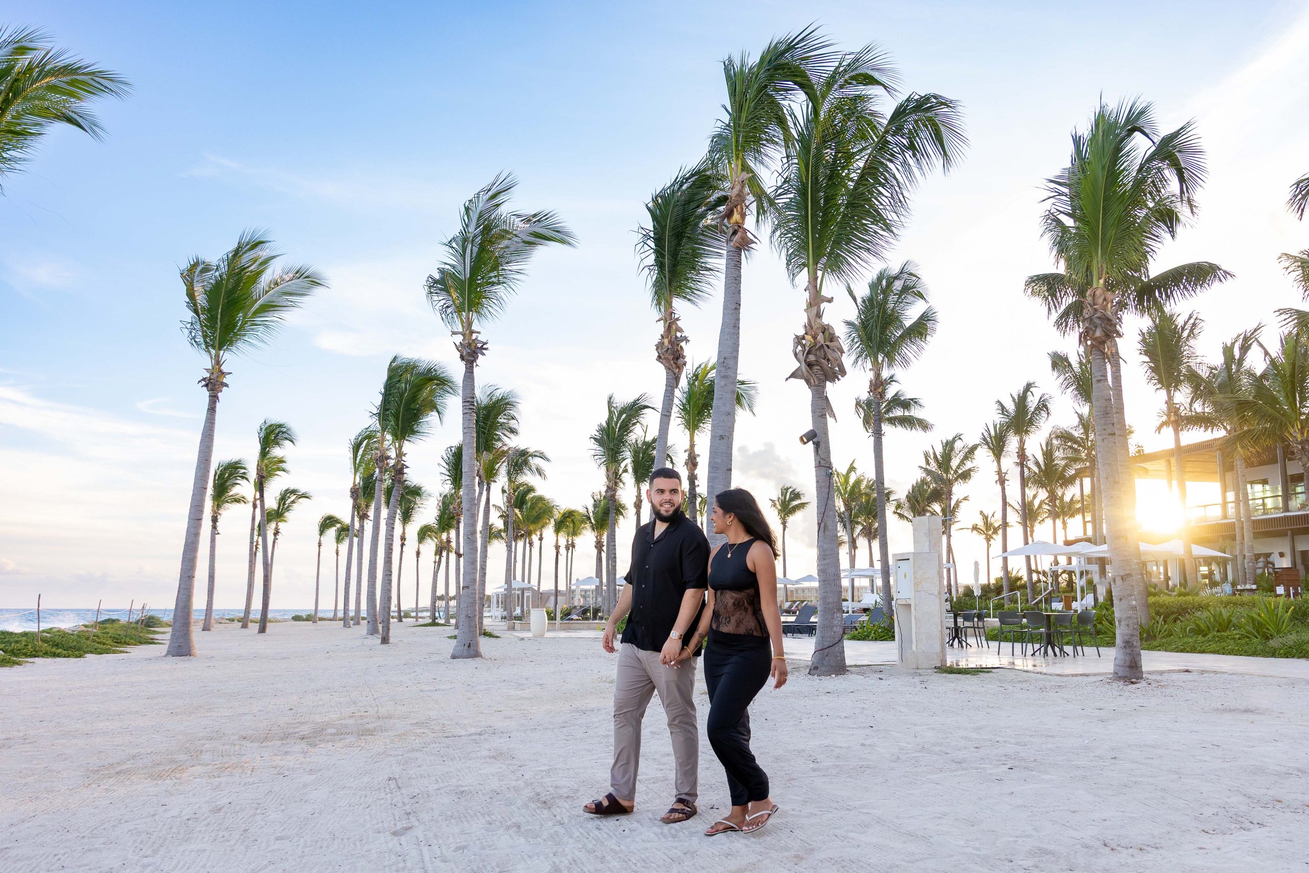 Couple portrait session after a proposal at Hilton Tulum