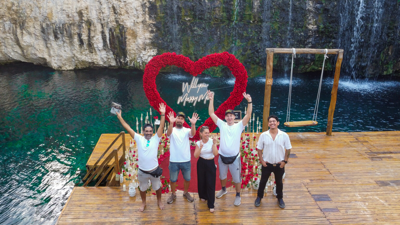 Mexico Perfect Proposal team after creating a romantic cenote proposal