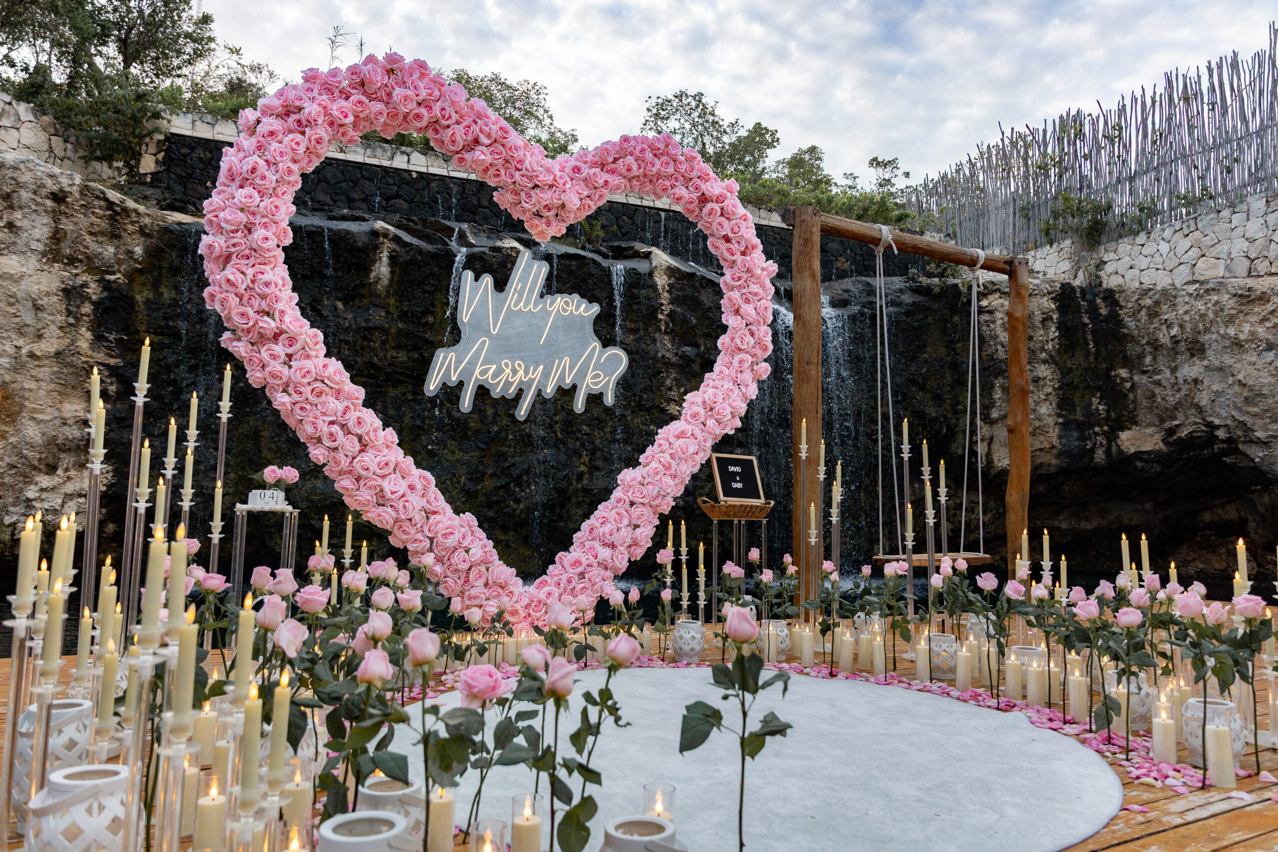 Pink rose proposal design at Cenote Madre