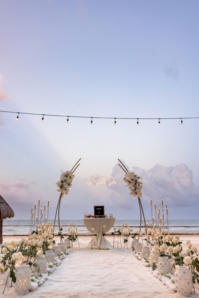 Beach ceremony setup for an intimate wedding